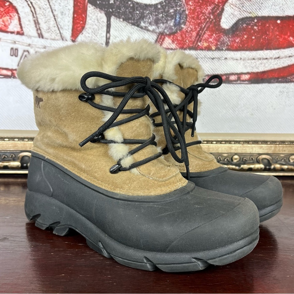 Sorel Snow Angel Lace Women's Snow Boot Size 7 Nubuck Waterproof Tan Black